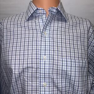 Brooks Brothers White Blue Check Madison Shirt 15.5 - 34 Non Iron